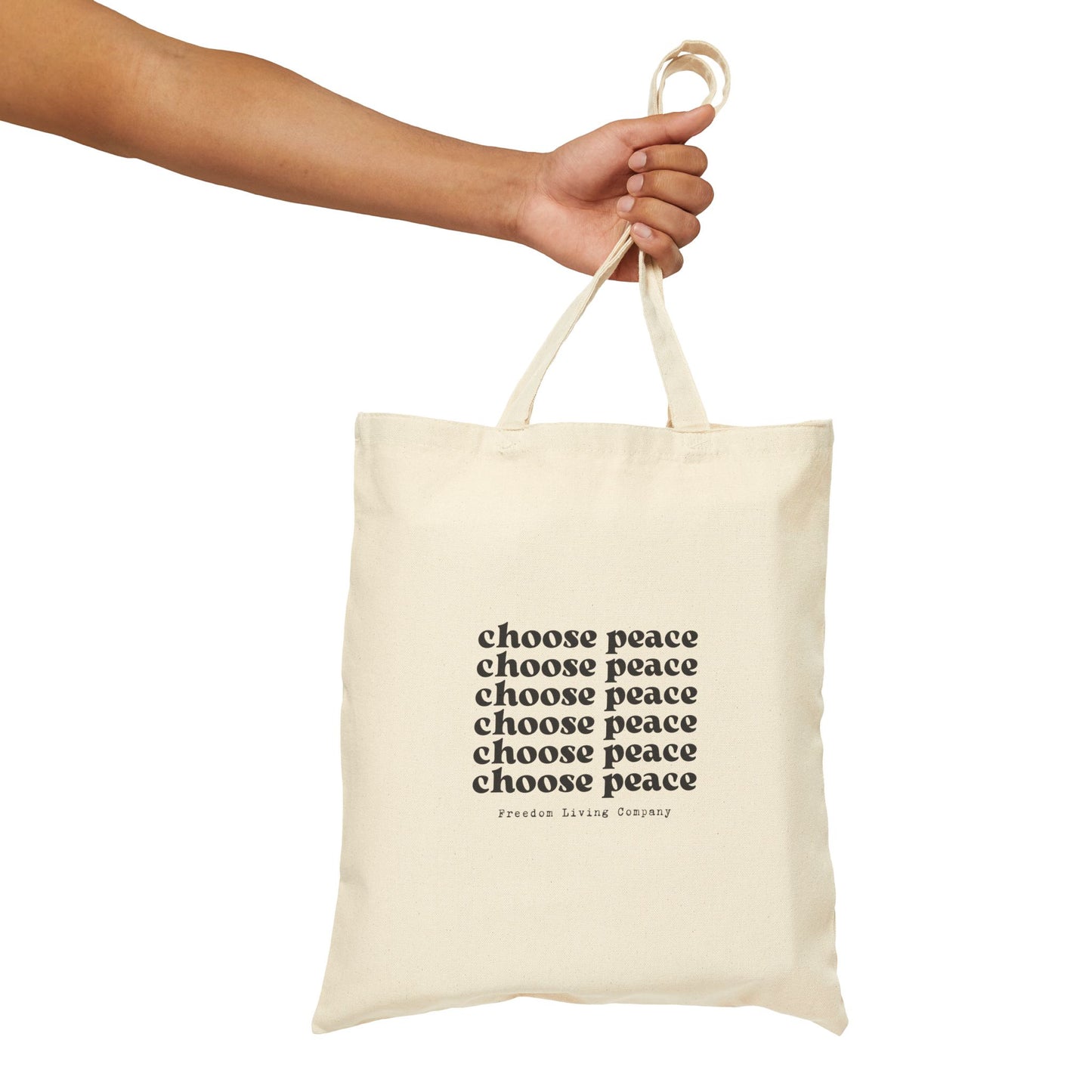 "choose peace" cotton canvas tote bag