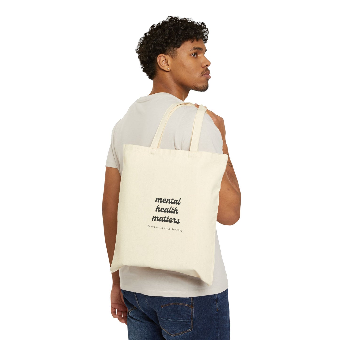 "mental health matters" cotton canvas tote bag