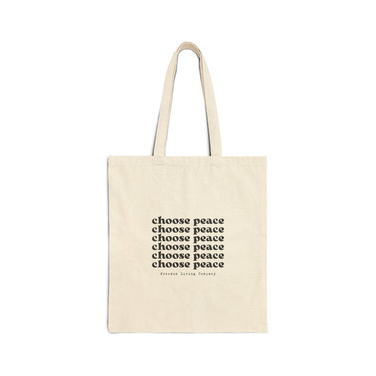 "choose peace" cotton canvas tote bag